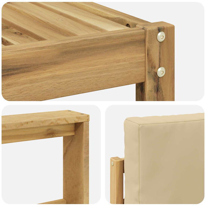 Set de canapele de exterior cu pernă 7 pcs Alb și Bej Poliester WALTI