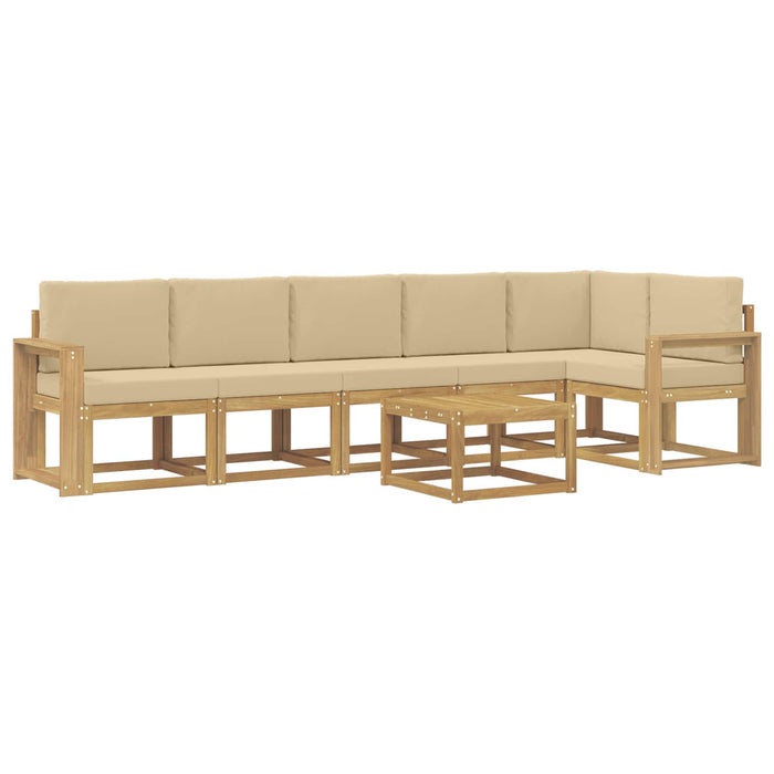 Set de canapele de exterior cu pernă 7 pcs Alb și Bej Poliester WALTI