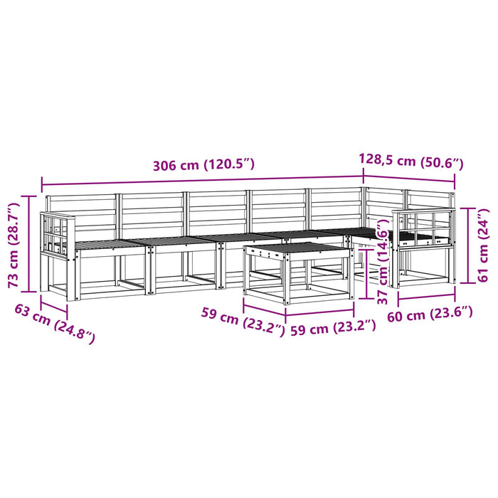Set de canapele de exterior 7 pcs Alb Lemn Solid de Acacia WALTI