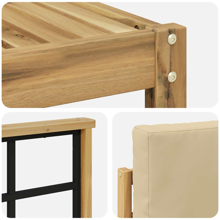 Set de canapele de exterior cu pernă 7 pcs Alb și Bej Poliester WALTI