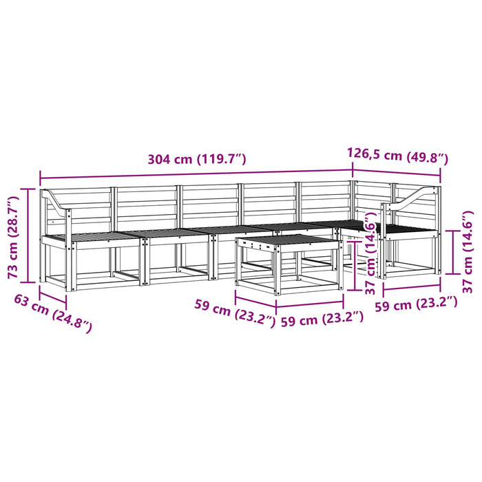 Set de canapele de exterior 7 pcs Alb Lemn Solid de Acacia WALTI