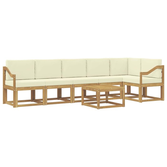 Set de canapele de exterior 7 pcs Alb și crem Poliester WALTI