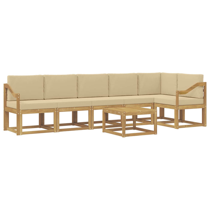 Set de canapele de exterior cu pernă 7 pcs Alb și Bej Poliester WALTI