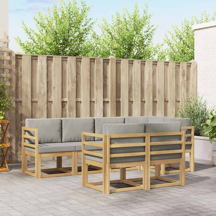 Set de canapele de exterior cu pernă 7 pcs Alb și gri deschis WALTI
