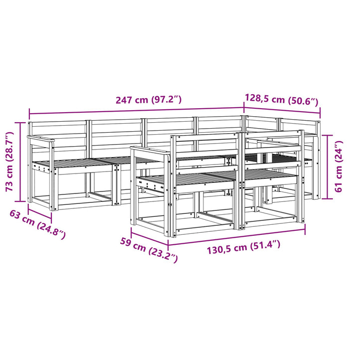 Set de canapele de exterior 7 pcs Alb Lemn Solid de Acacia WALTI
