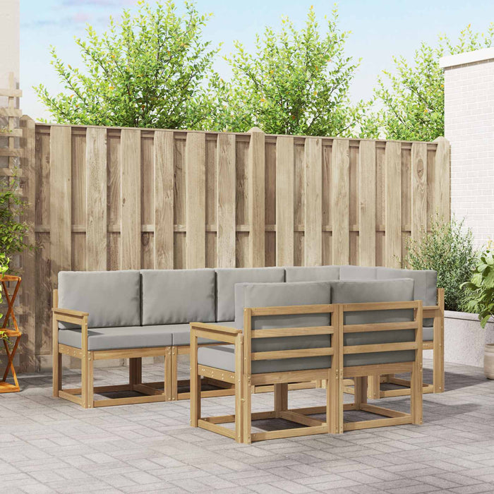 Set de canapele de exterior cu pernă 7 pcs Alb și gri deschis WALTI