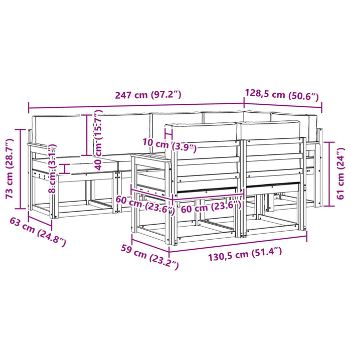 Set de canapele de exterior cu pernă 7 pcs Alb și gri deschis WALTI