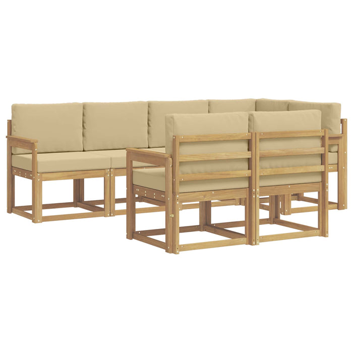 Set de canapele de exterior cu pernă 7 pcs Alb și Bej Poliester WALTI