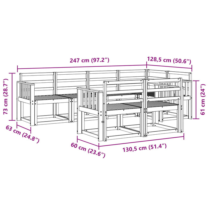 Set de canapele de exterior 7 buc. Alb Lemn Solid de Acacia - WALTI WALTI