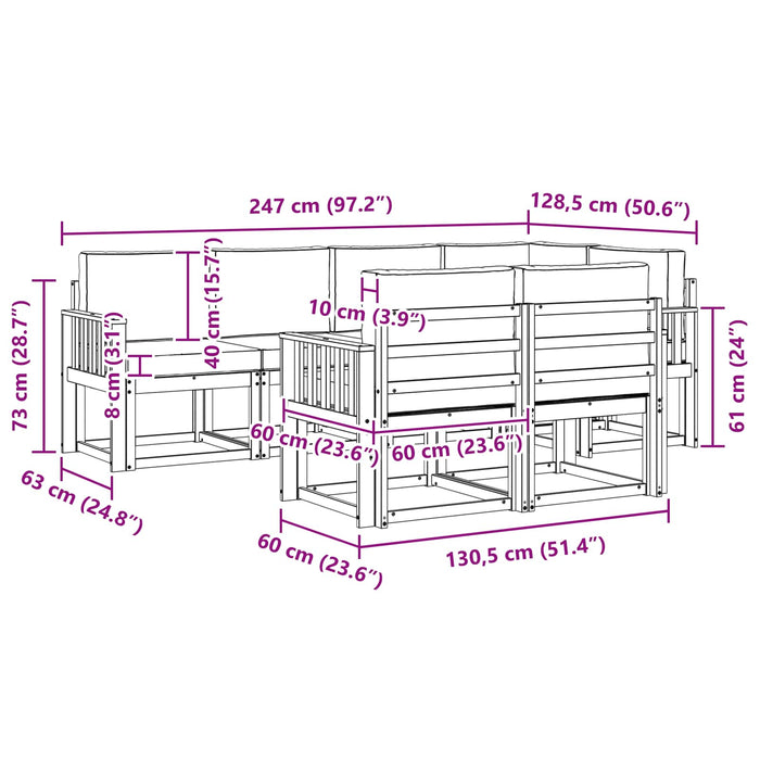 Set de canapele de exterior 7 pcs Alb și crem Poliester WALTI