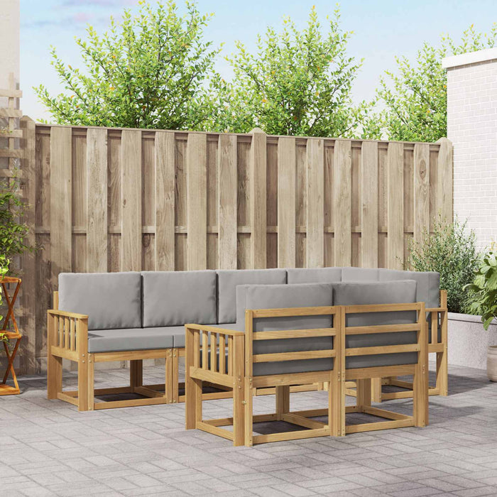 Set de canapele de exterior cu pernă 7 pcs Alb și gri deschis WALTI
