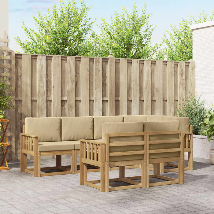Set de canapele de exterior cu pernă 7 pcs Alb și Bej Poliester WALTI