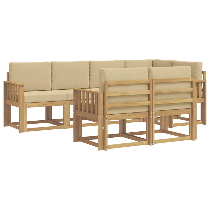 Set de canapele de exterior cu pernă 7 pcs Alb și Bej Poliester WALTI
