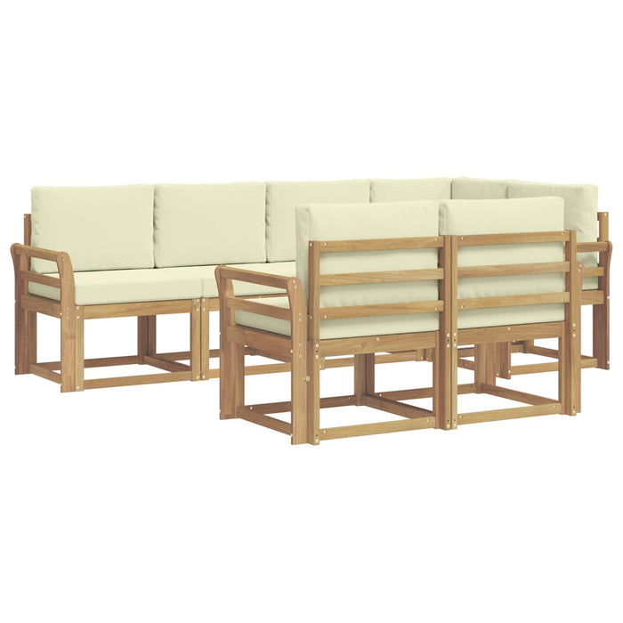 Set de canapele de exterior 7 pcs Alb și crem Poliester WALTI