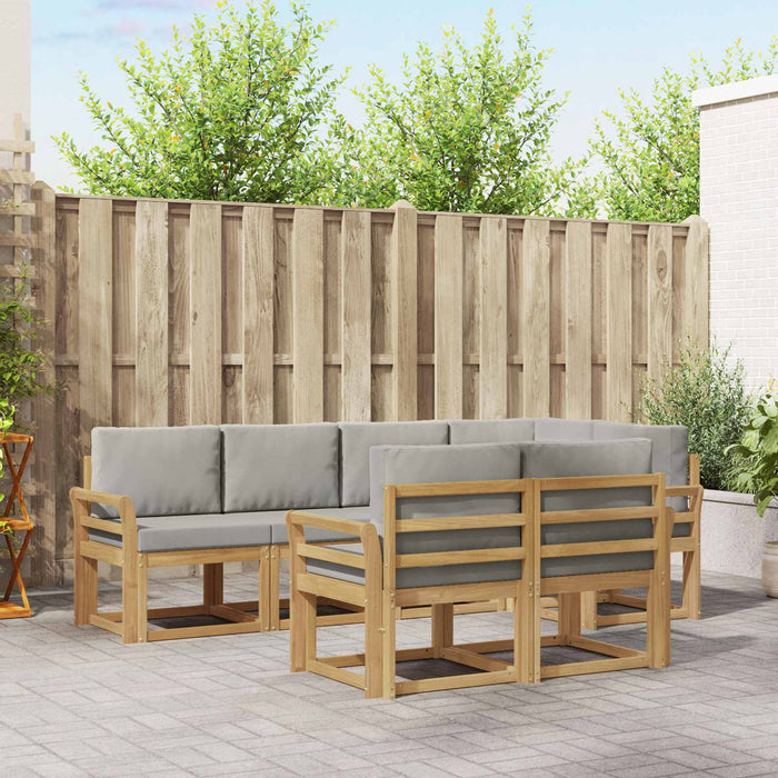 Set de canapele de exterior cu pernă 7 pcs Alb și gri deschis WALTI