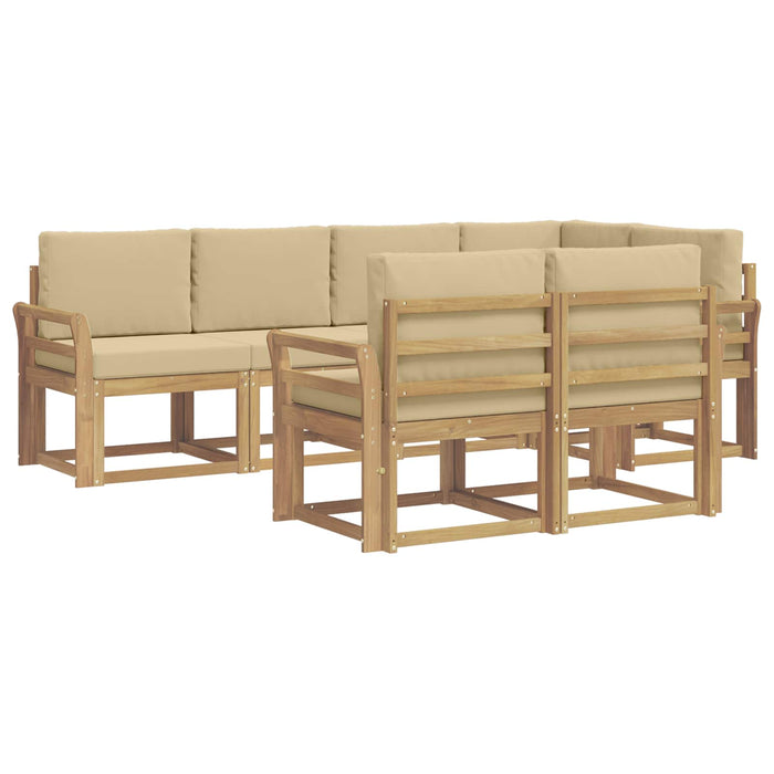 Set de canapele de exterior cu pernă 7 pcs Alb și Bej Poliester WALTI