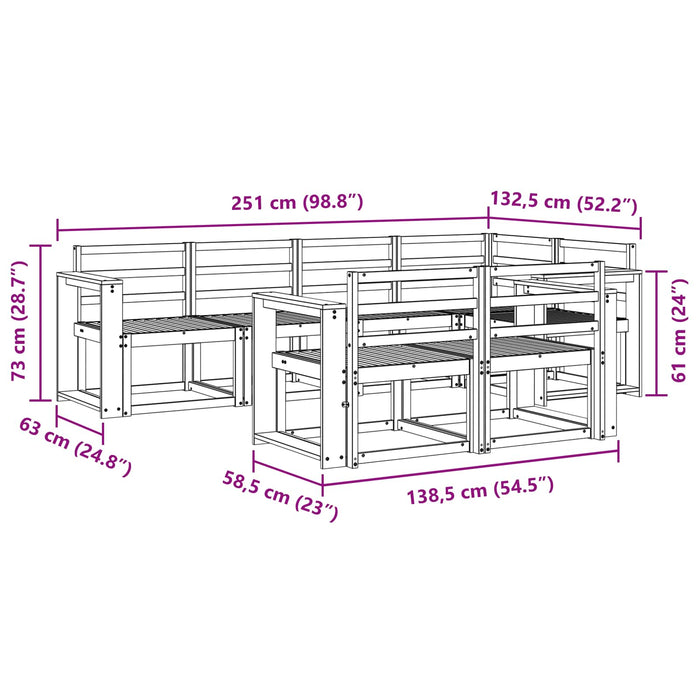 Set de canapele de exterior 7 buc. Alb Lemn Solid de Acacia - WALTI WALTI