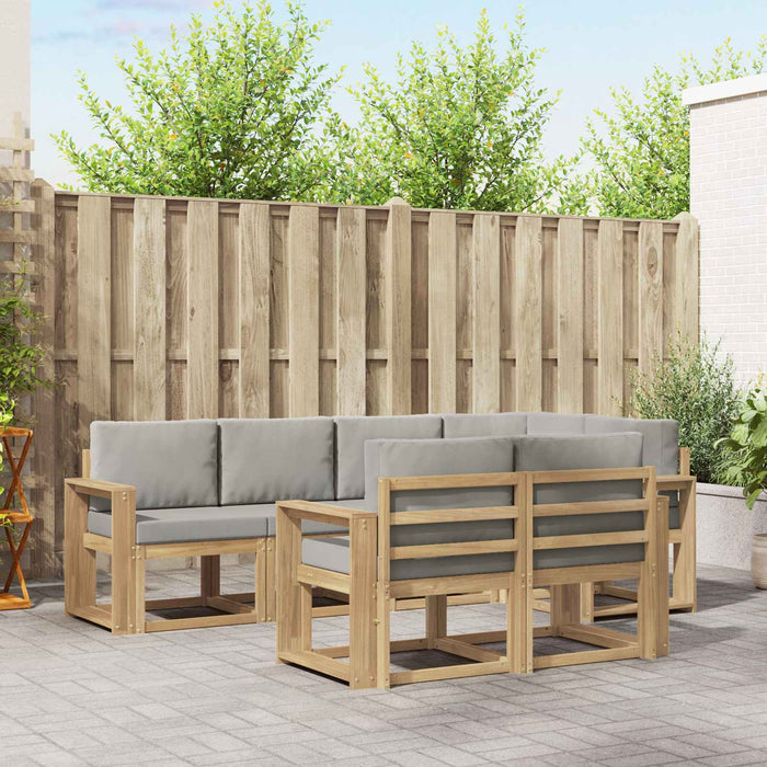 Set de canapele de exterior cu pernă 7 pcs Alb și gri deschis WALTI