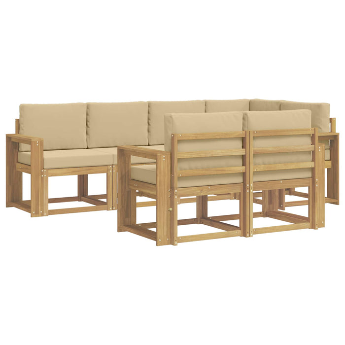 Set de canapele de exterior cu pernă 7 pcs Alb și Bej Poliester WALTI