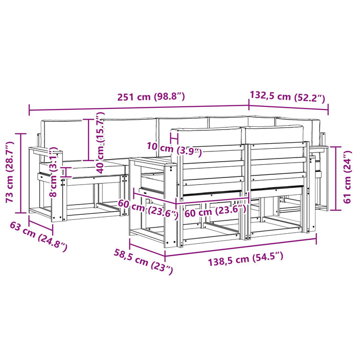 Set de canapele de exterior cu pernă 7 pcs Alb și Bej Poliester WALTI