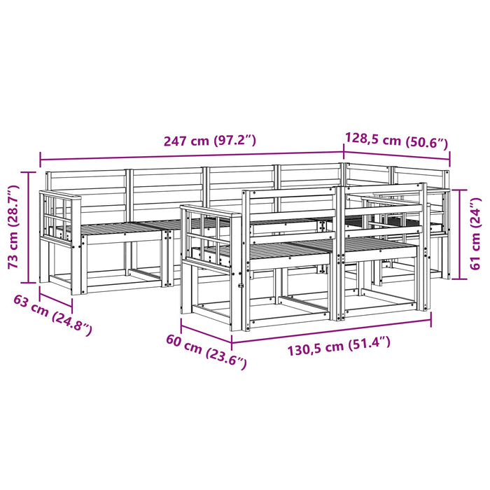 Set de canapele de exterior 7 buc. Alb Lemn Solid de Acacia - WALTI WALTI
