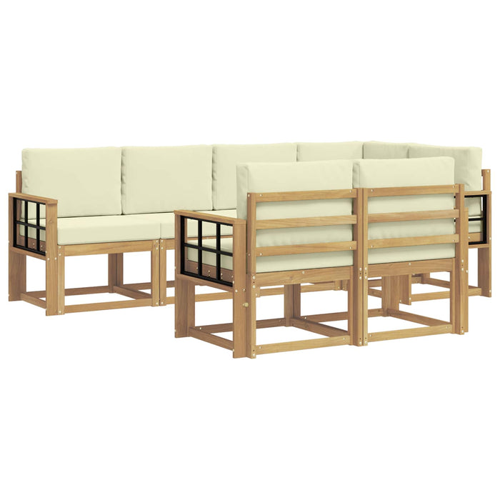 Set de canapele de exterior 7 pcs Alb și crem Poliester WALTI