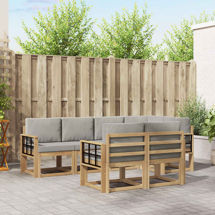 Set de canapele de exterior cu pernă 7 pcs Alb și gri deschis WALTI