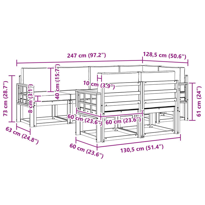 Set de canapele de exterior cu pernă 7 pcs Alb și gri deschis WALTI