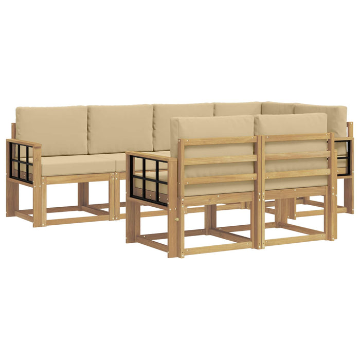 Set de canapele de exterior cu pernă 7 pcs Alb și Bej Poliester WALTI