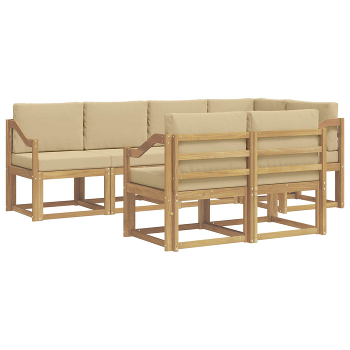 Set de canapele de exterior cu pernă 7 pcs Alb și Bej Poliester WALTI