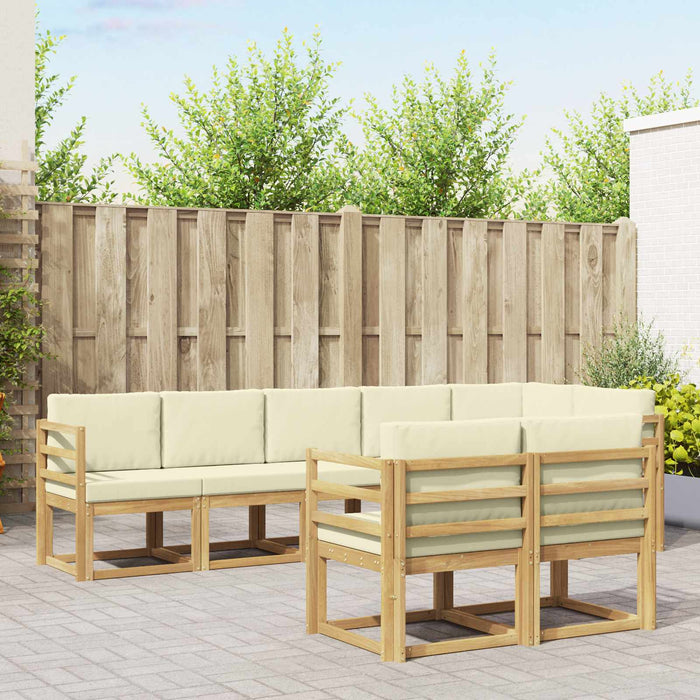 Set de canapele de exterior 8 pcs Alb și crem Poliester WALTI