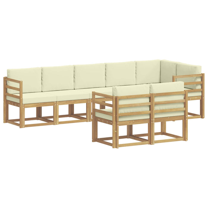Set de canapele de exterior 8 pcs Alb și crem Poliester WALTI