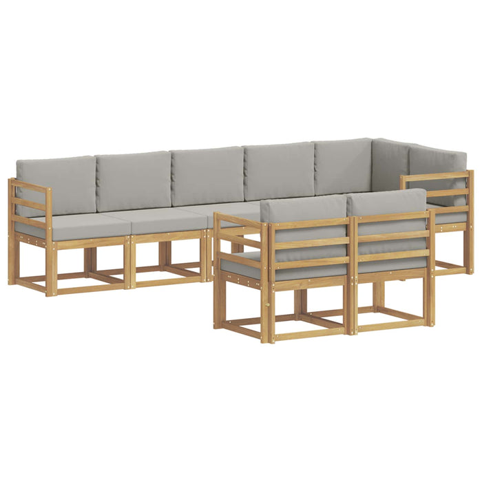 Set de canapele de exterior cu pernă 8 pcs Alb și gri deschis WALTI