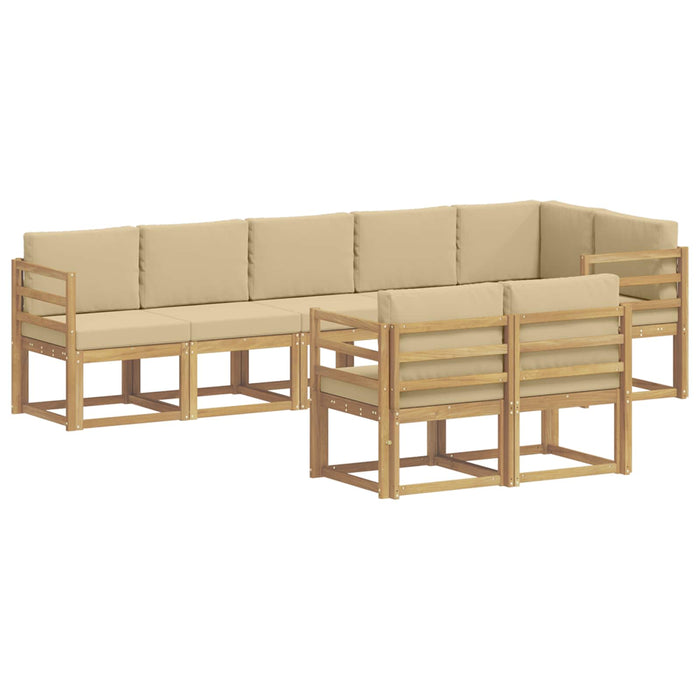 Set de canapele de exterior cu pernă 8 pcs Alb și Bej Poliester WALTI