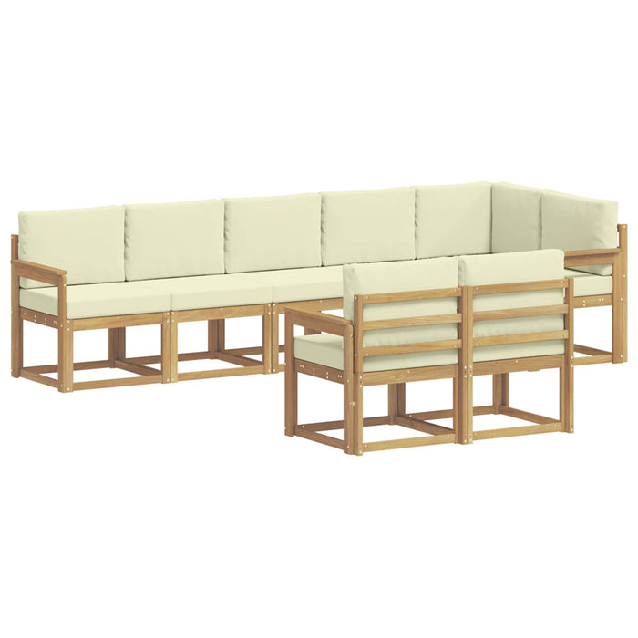 Set de canapele de exterior 8 pcs Alb și crem Poliester WALTI
