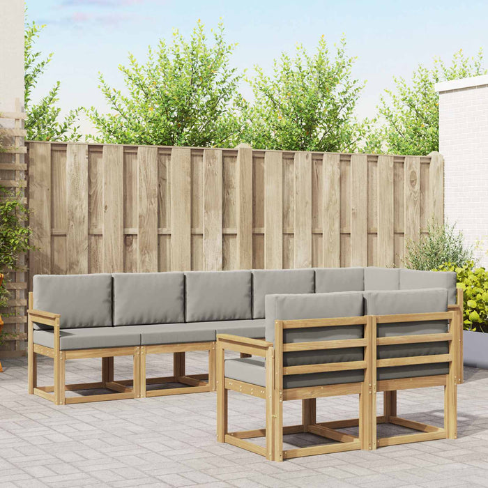 Set de canapele de exterior cu pernă 8 pcs Alb și gri deschis WALTI