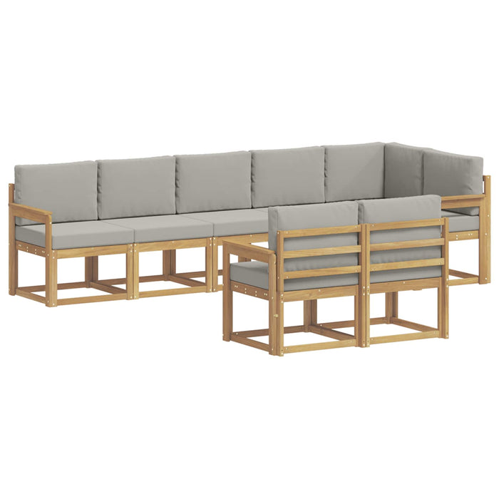 Set de canapele de exterior cu pernă 8 pcs Alb și gri deschis WALTI