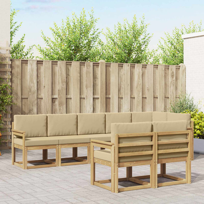 Set de canapele de exterior cu pernă 8 pcs Alb și Bej Poliester WALTI