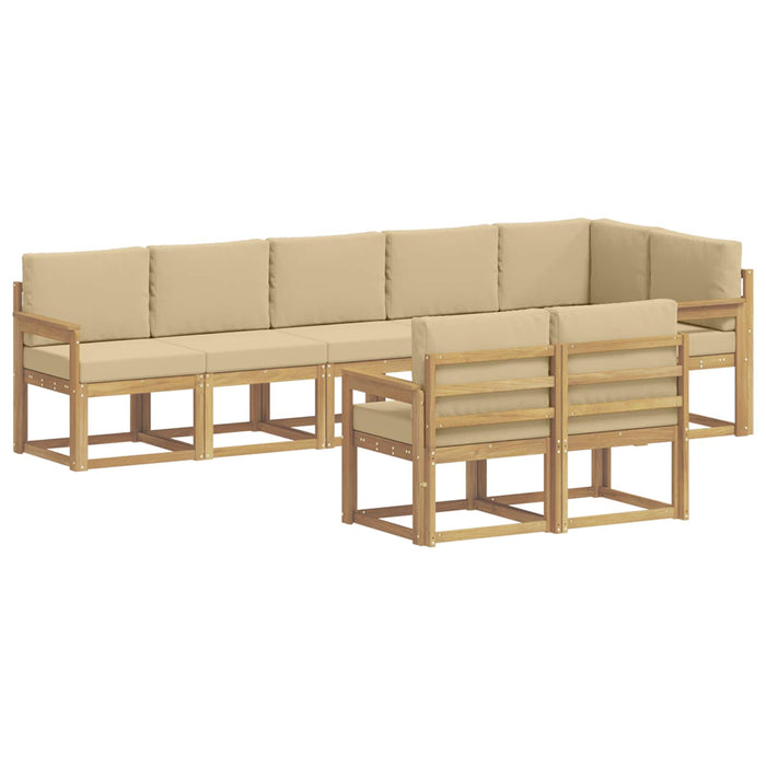 Set de canapele de exterior cu pernă 8 pcs Alb și Bej Poliester WALTI