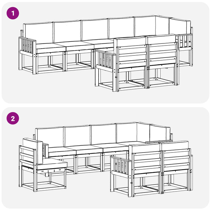 Set de canapele de exterior 8 pcs Alb și crem Poliester WALTI