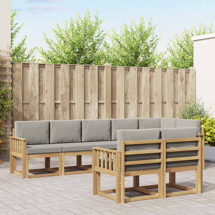 Set de canapele de exterior cu pernă 8 pcs Alb și gri deschis WALTI