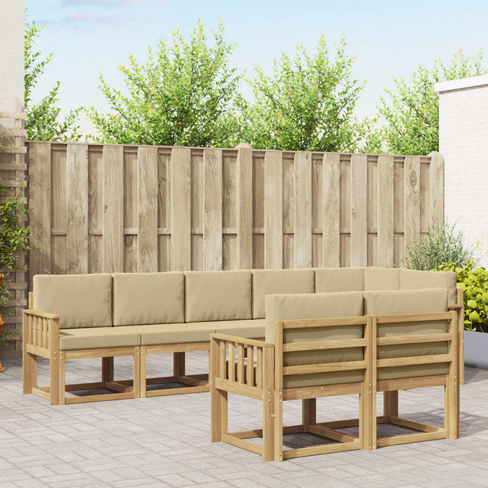 Set de canapele de exterior cu pernă 8 pcs Alb și Bej Poliester WALTI