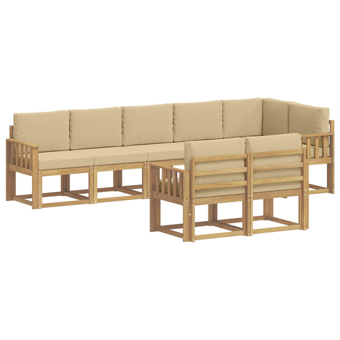 Set de canapele de exterior cu pernă 8 pcs Alb și Bej Poliester WALTI