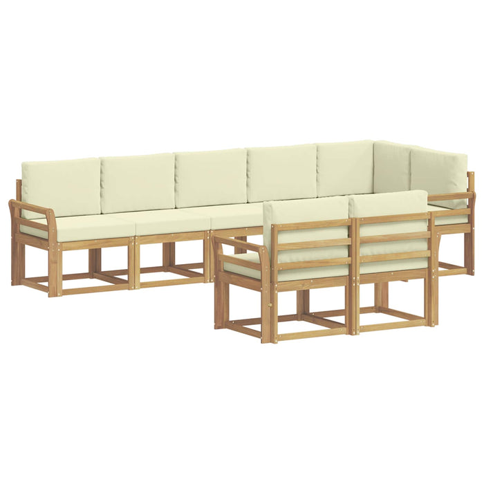 Set de canapele de exterior 8 pcs Alb și crem Poliester WALTI