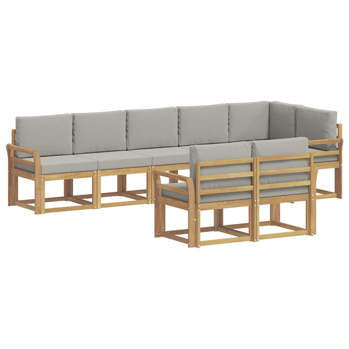 Set de canapele de exterior cu pernă 8 pcs Alb și gri deschis WALTI