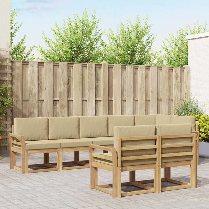 Set de canapele de exterior cu pernă 8 pcs Alb și Bej Poliester WALTI