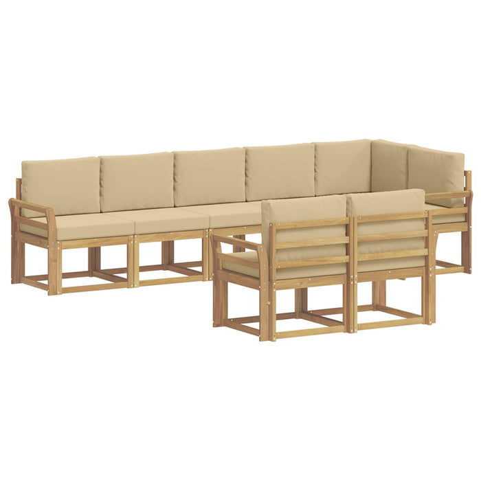 Set de canapele de exterior cu pernă 8 pcs Alb și Bej Poliester WALTI