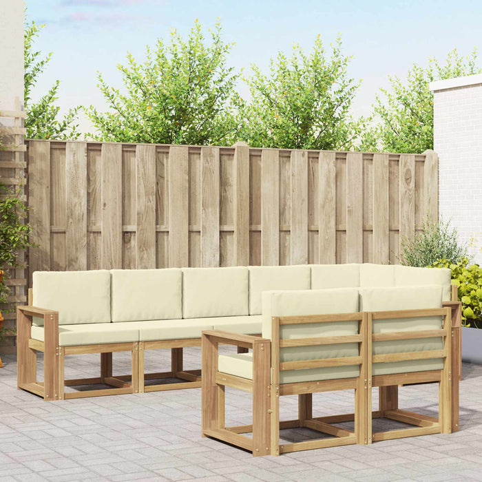 Set de canapele de exterior 8 pcs Alb și crem Poliester WALTI