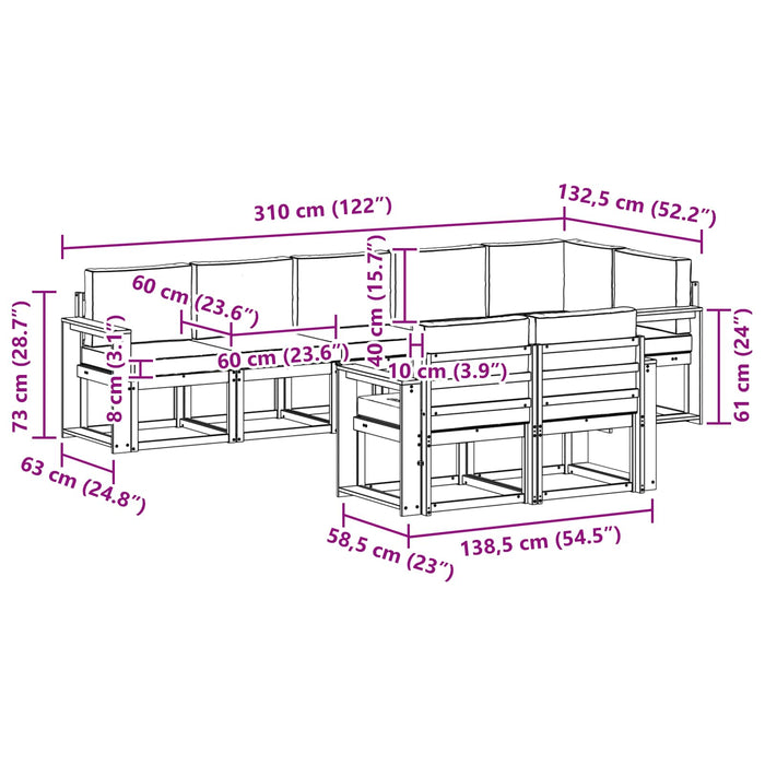 Set de canapele de exterior 8 pcs Alb și crem Poliester WALTI
