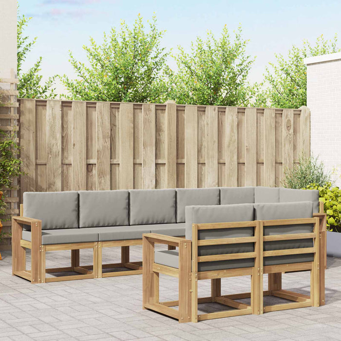 Set de canapele de exterior cu pernă 8 pcs Alb și gri deschis WALTI